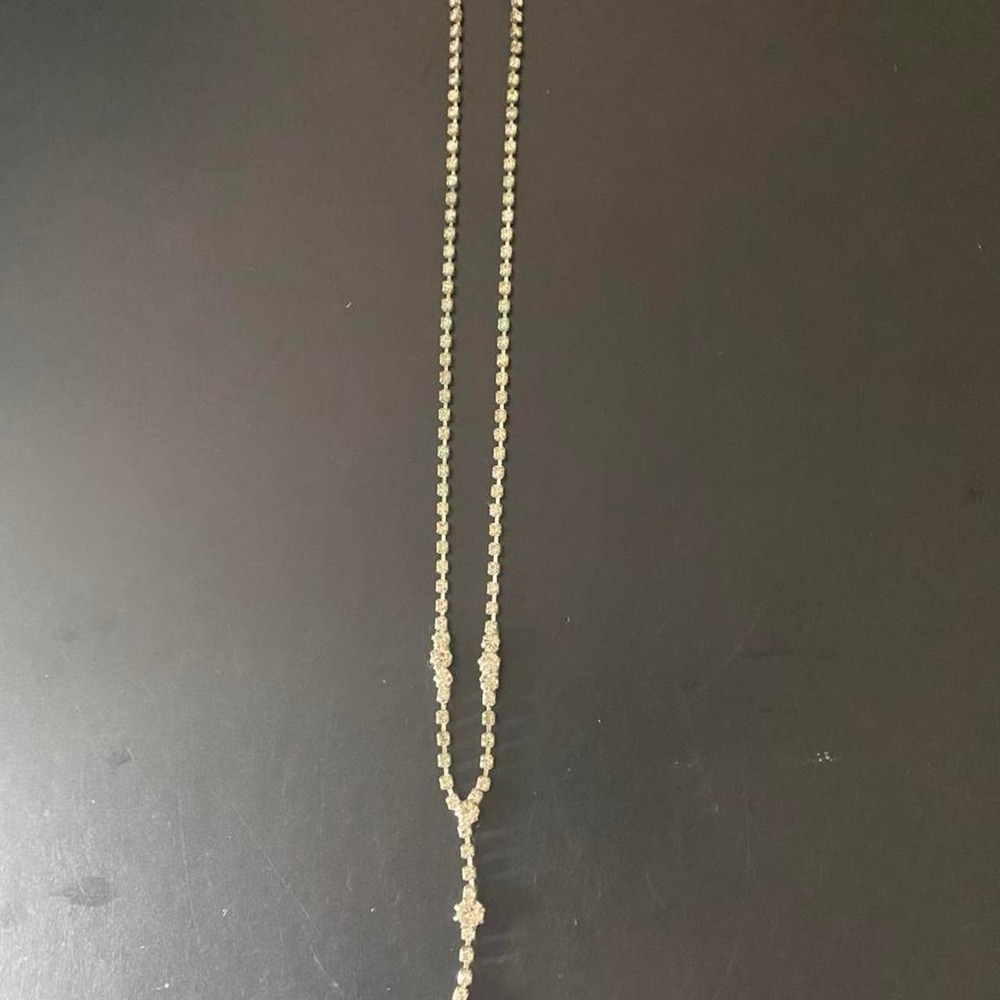 Costume diamond like necklace cross pendant
